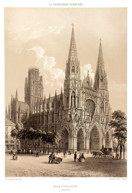 église de St Ouen à Rouen - gravure reproduite et restaurée numériquement par © Norbert Pousseur