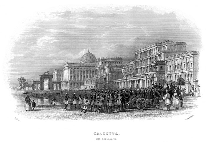 Calcutta vers 1830 - gravure reproduite et restaurée numériquement par © Norbert Pousseur