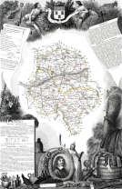 Zoom sur Carte par Levasseur de L'indre et Loire en 1847 - gravure reproduite et restaurée numériquement par © Norbert Pousseur