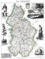 Zoom sur Carte du département du Jura en 1851 - gravure reproduite et restaurée numériquement par © Norbert Pousseur