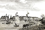 Pour zoom, Le Havre vers 1835 - gravure reproduite puis restaurée numériquement par © Norbert Pousseur