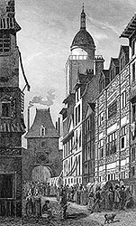 Zoom sur Fontaine de Lisieux à Rouen - gravure reproduite et restaurée numériquement par © Norbert Pousseur