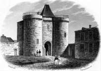 Zoom sur Porte de Châteauroux vers 1835 - gravure reproduite et restaurée numériquement par © Norbert Pousseur