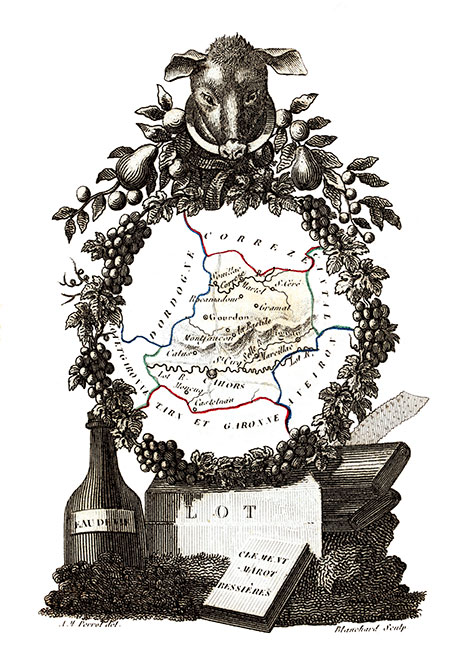 Carte succinte du Lot vers 1830 - gravure reproduite et restaurée numériquement par © Norbert Pousseur Carte succinte du Lot vers 1830 - gravure reproduite et restaurée numériquement par © Norbert Pousseur