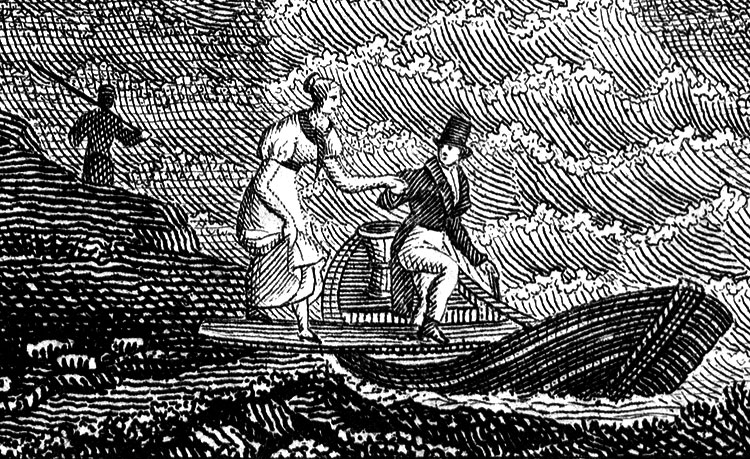 eune bourgeois aidant sa mie à monter dans sa barque - gravure reproduite et restaurée par © Norbert Pousseur Jeune bourgeois aidant sa mie à monter dans sa barque - gravure reproduite et restaurée par © Norbert Pousseur