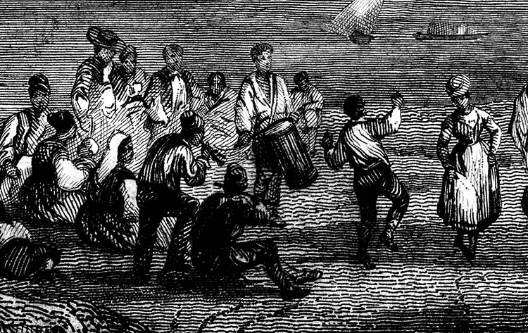 Au son du tambourin et de la flûte un couple danse sur les abords du port de Marseille - gravure reproduite et restaurée par © Norbert Pousseur Au son du tambourin et de la flûte un couple danse sur les abords du port de Marseille - gravure reproduite et restaurée par © Norbert Pousseur