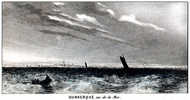 Gravure de Dunkerque vu de lamer, vers 1845 gravure reproduite et restaurée numériquement par © Norbert Pousseur Gravure de Dunkerque vu de lamer, vers 1845 gravure reproduite et restaurée numériquement par © Norbert Pousseur