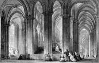 Zoom sur L'intérieur de la cathédrale de Tours, vers 1835 - gravure reproduite et restaurée numériquement par © Norbert Pousseur