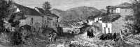 Zoom sur Faubourg de Quito sur une  colline vers 1860 - gravure reproduite puis restaurée numériquement par © Norbert Pousseur