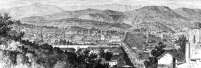 Zoom sur Vue générale de Quito vers 1860 - gravure reproduite puis restaurée numériquement par © Norbert Pousseur