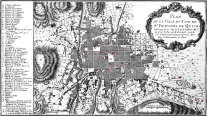 Zoom sobre Mapa de Quito circa 1750 - grabado reproducido y restaurado digitalmente por © Norbert Pousseur